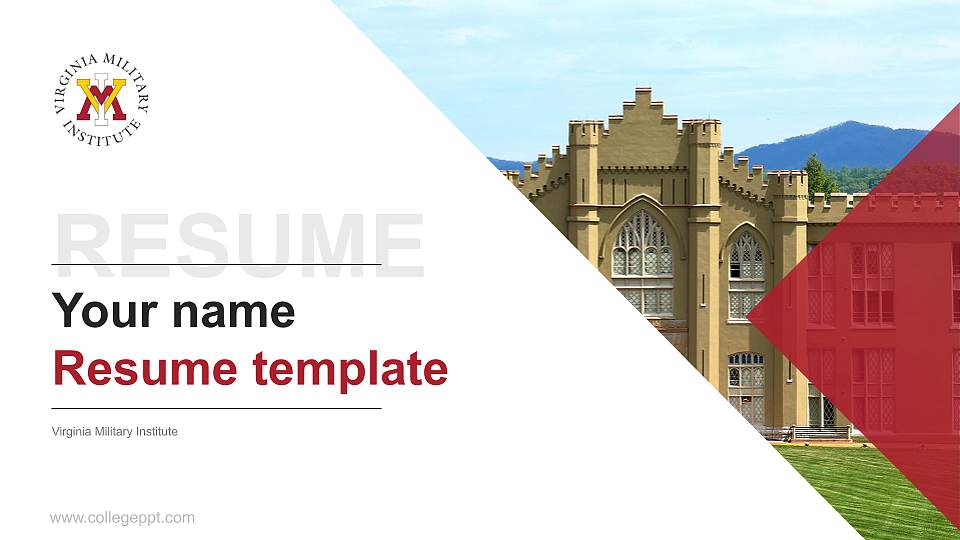 Virginia Military Institute Resume PPT Template16:9 ratio PPT effect preview image