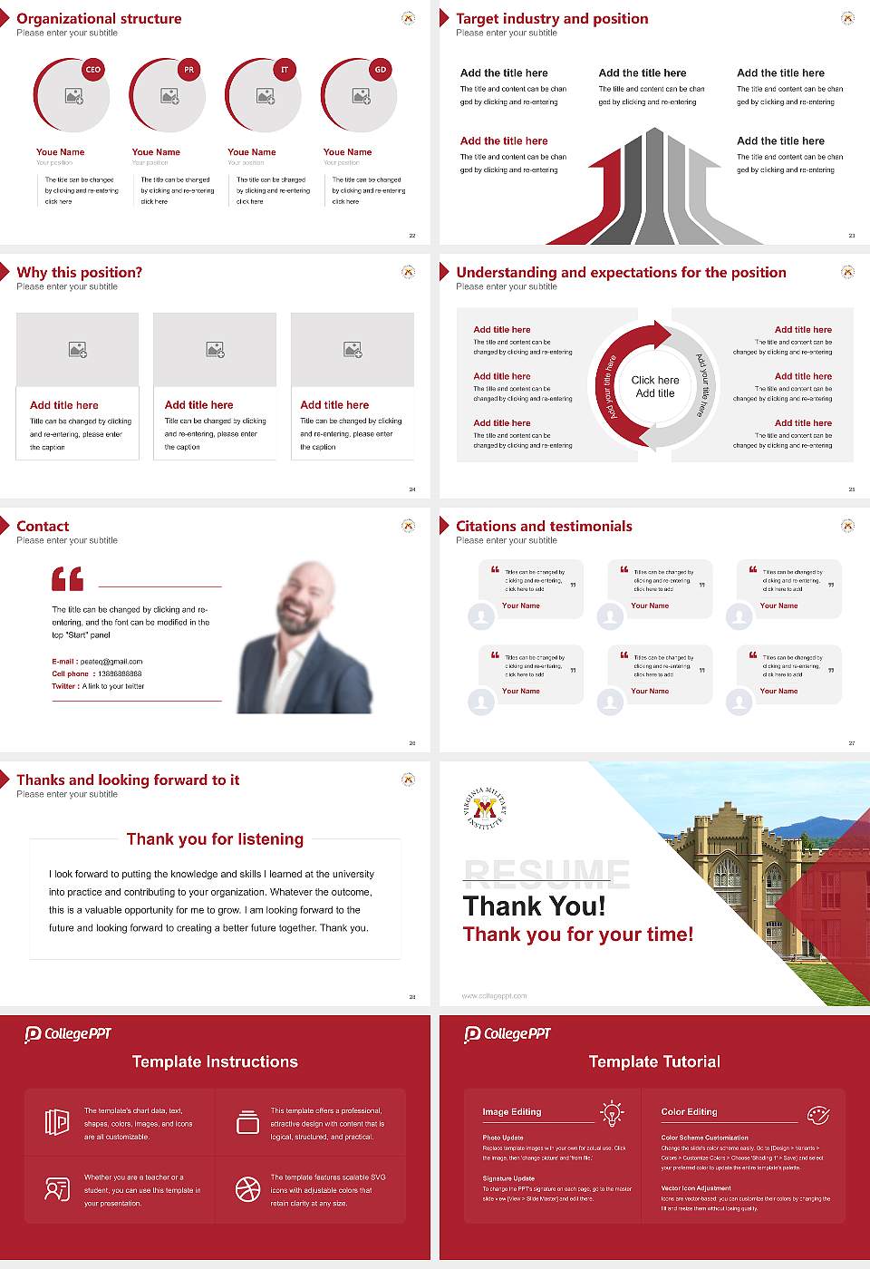 Virginia Military Institute Resume PPT Template16:9 ratio PPT effect preview image4