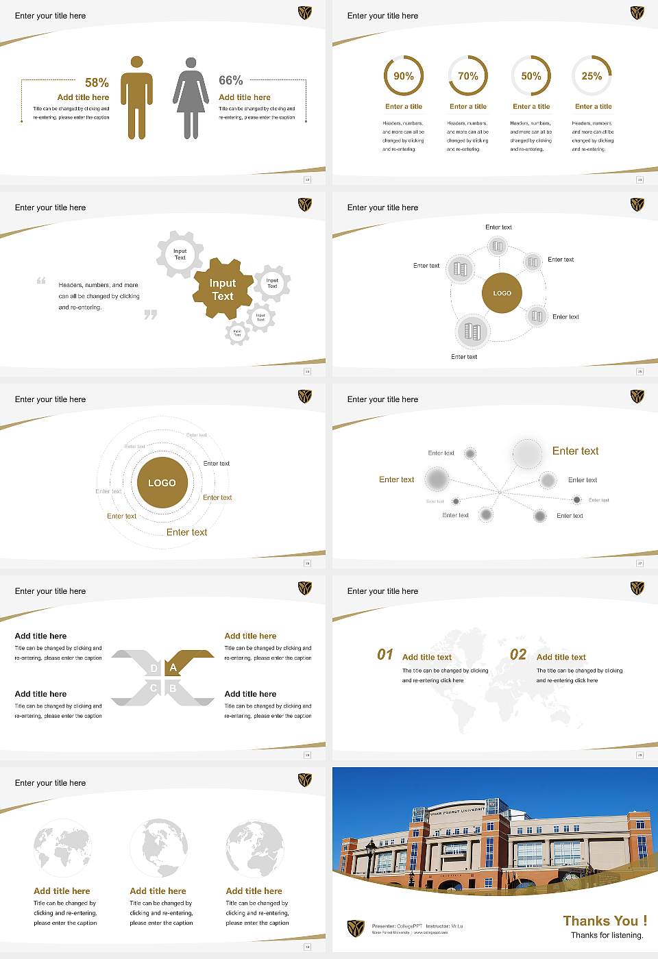 Wake Forest University Course/Courseware Creation PPT Template16:9 ratio PPT effect preview image4
