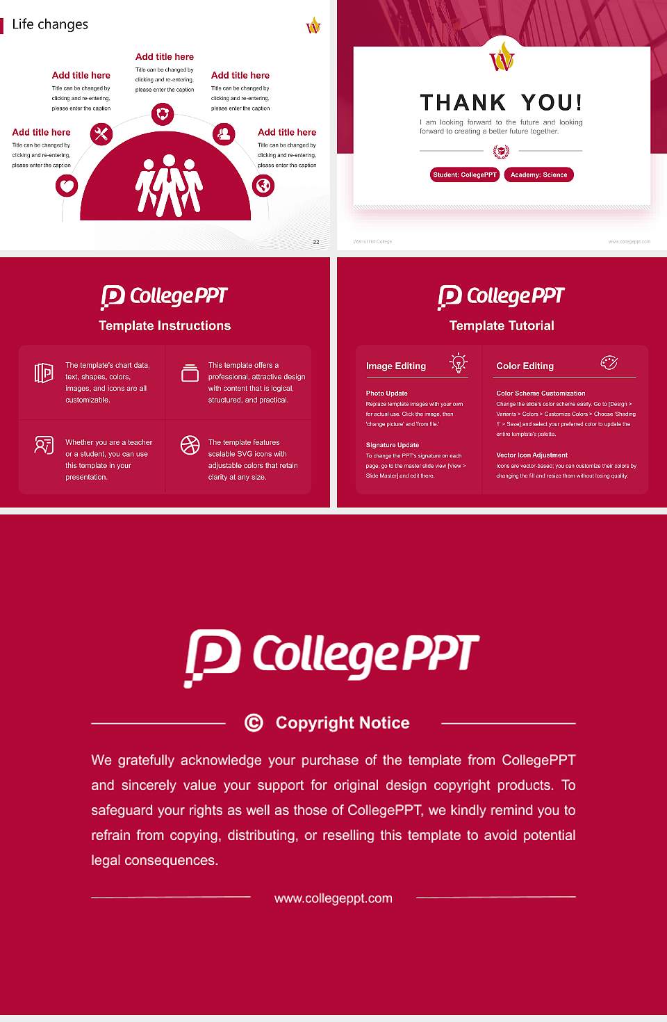 Walnut Hill College National Scholarship Defense PPT Template4:3 ratio PPT effect preview image4