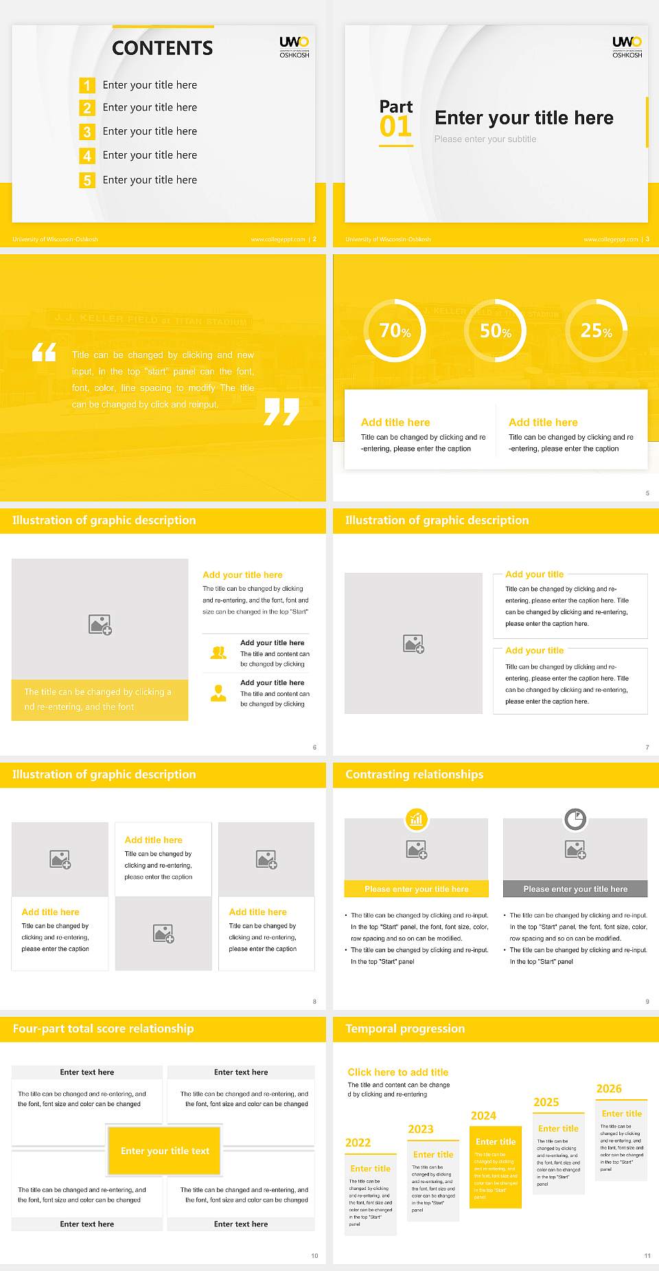 University of Wisconsin-Oshkosh Thesis Proposal/Graduation Defense PPT Template4:3 ratio PPT effect preview image2