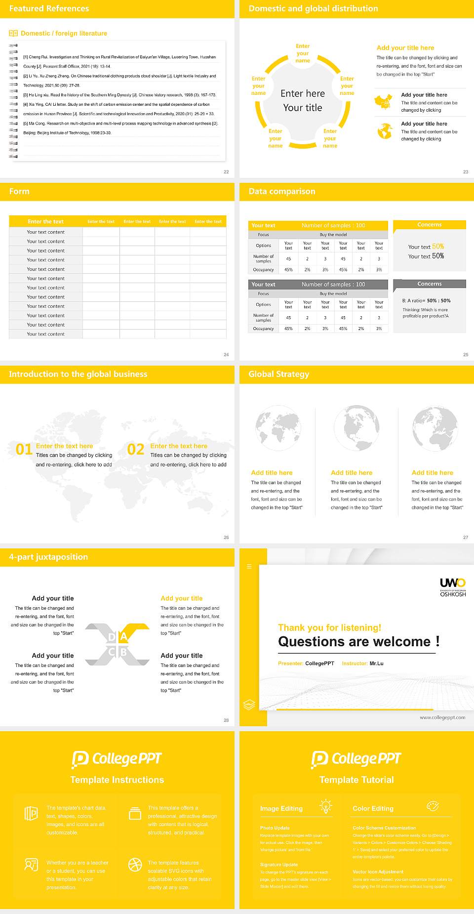 University of Wisconsin-Oshkosh Thesis Proposal/Graduation Defense PPT Template4:3 ratio PPT effect preview image4