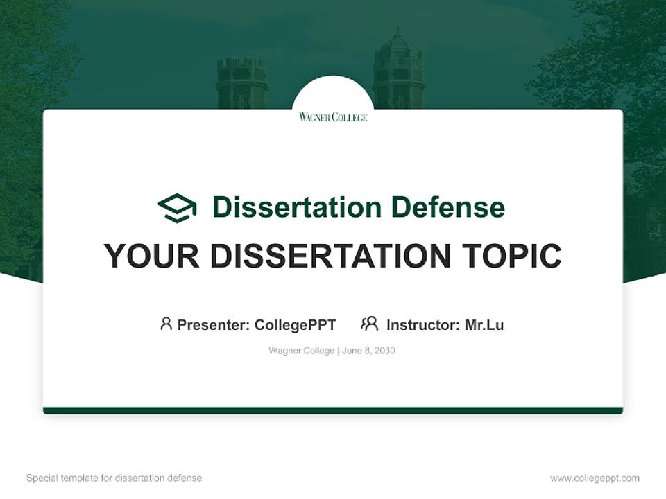 Wagner College Graduation Thesis Defense PPT Template4:3 ratio PPT effect preview image7