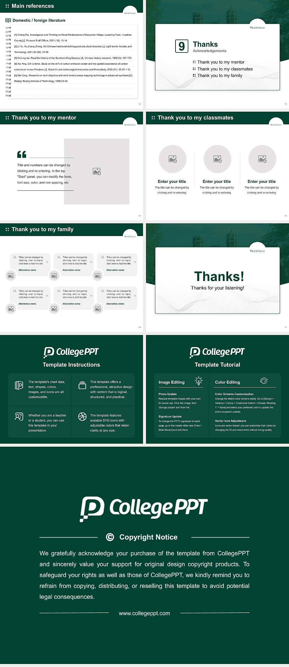 Wagner College Graduation Thesis Defense PPT Template4:3 ratio PPT effect preview image7