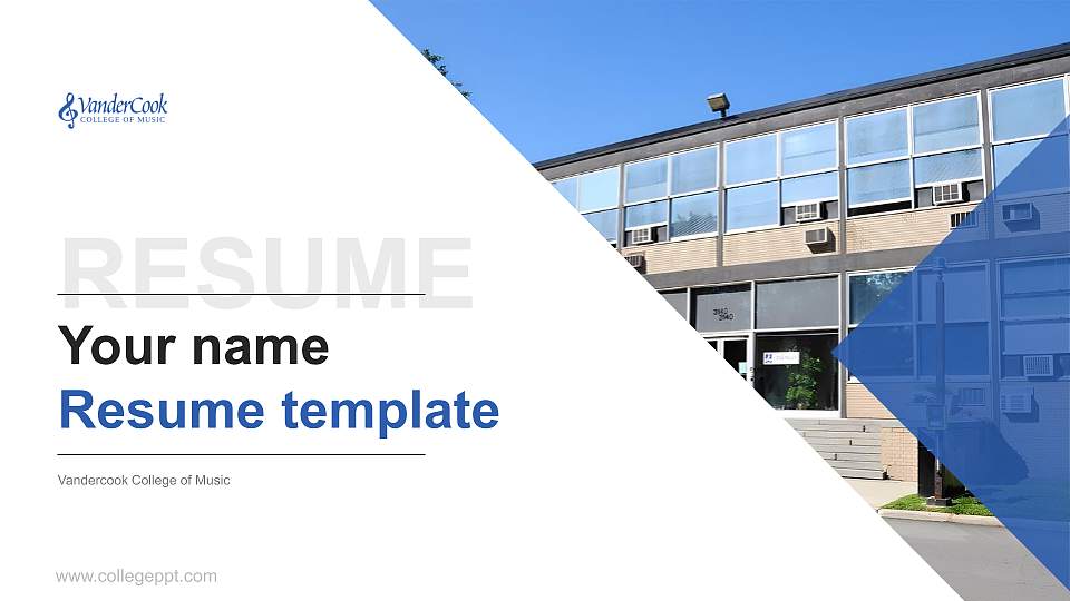 Vandercook College of Music Resume PPT Template16:9 ratio PPT effect preview image