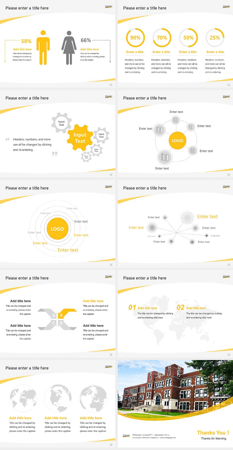 University of Wisconsin-Superior Course/Courseware Creation PPT Template4:3 ratio PPT effect preview image4