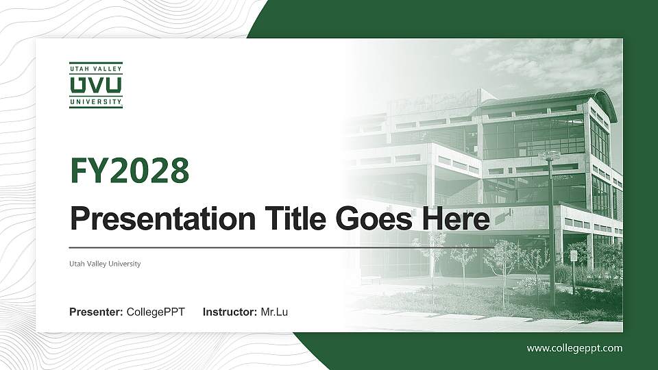 Utah Valley University Academic Presentation/Research Findings Report PPT Template16:9 ratio PPT effect preview image