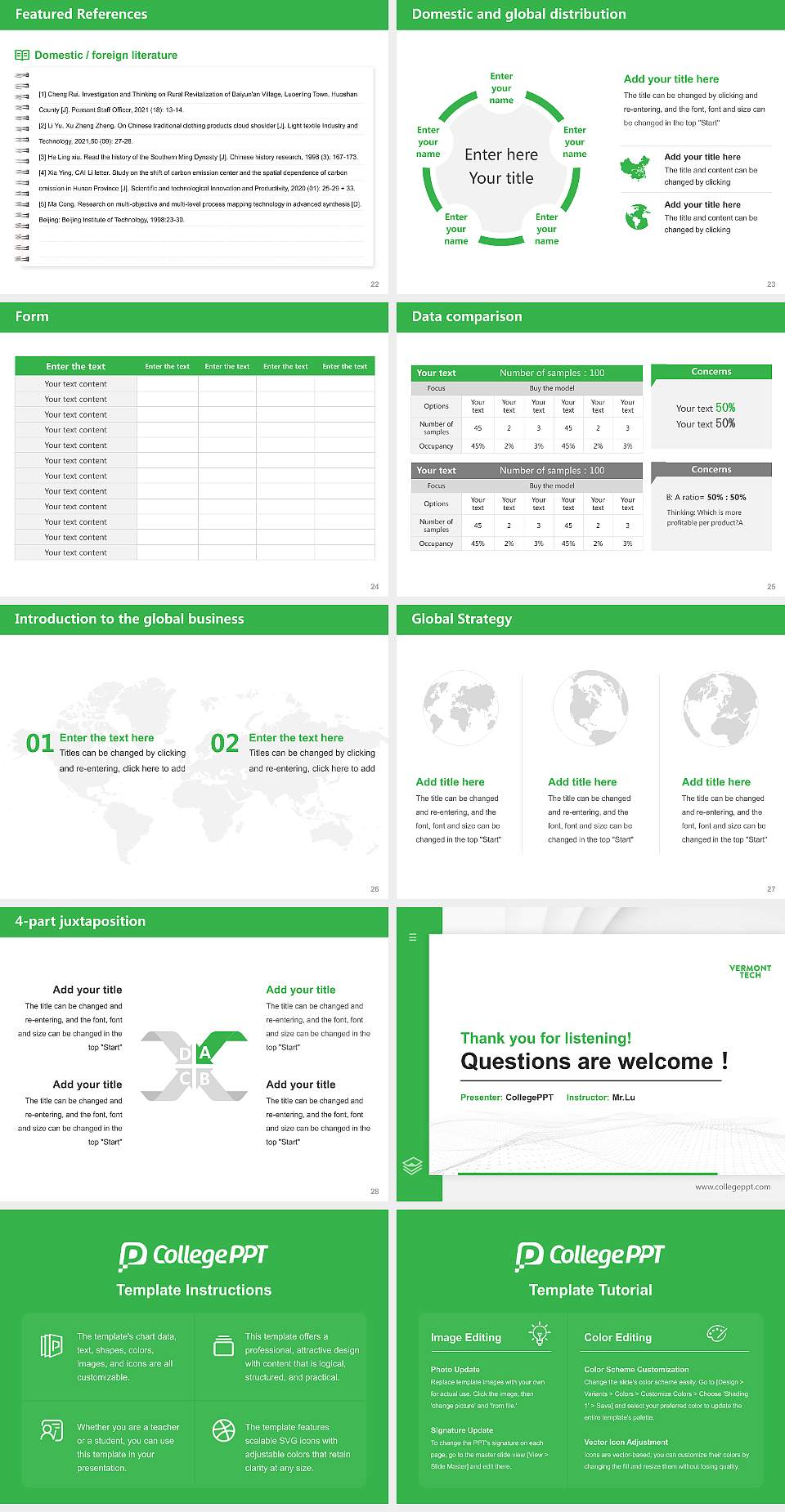 Vermont Technical College Thesis Proposal/Graduation Defense PPT Template4:3 ratio PPT effect preview image4