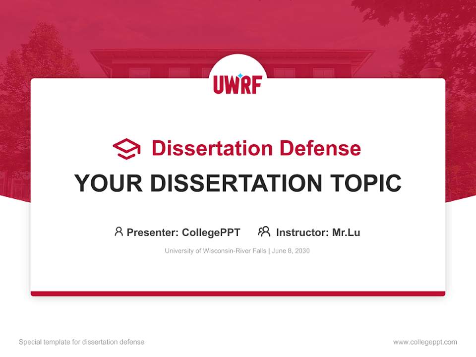 University of Wisconsin-River Falls Graduation Thesis Defense PPT Template4:3 ratio PPT effect preview image7