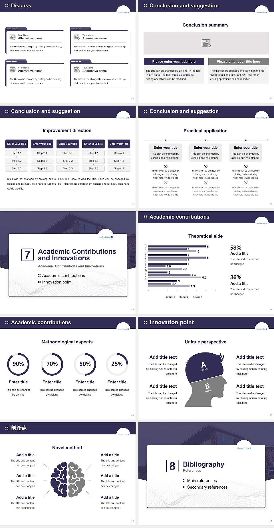 Ursuline College Graduation Thesis Defense PPT Template4:3 ratio PPT effect preview image6