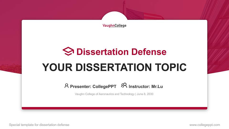 Vaughn College of Aeronautics and Technology Graduation Thesis Defense PPT Template16:9 ratio PPT effect preview image