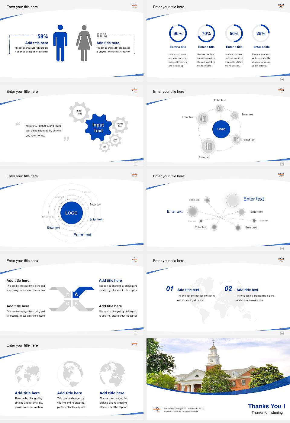 Virginia State University Course/Courseware Creation PPT Template16:9 ratio PPT effect preview image4
