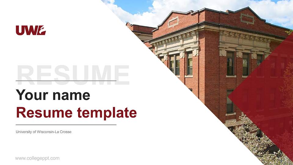 University of Wisconsin-La Crosse Resume PPT Template16:9 ratio PPT effect preview image