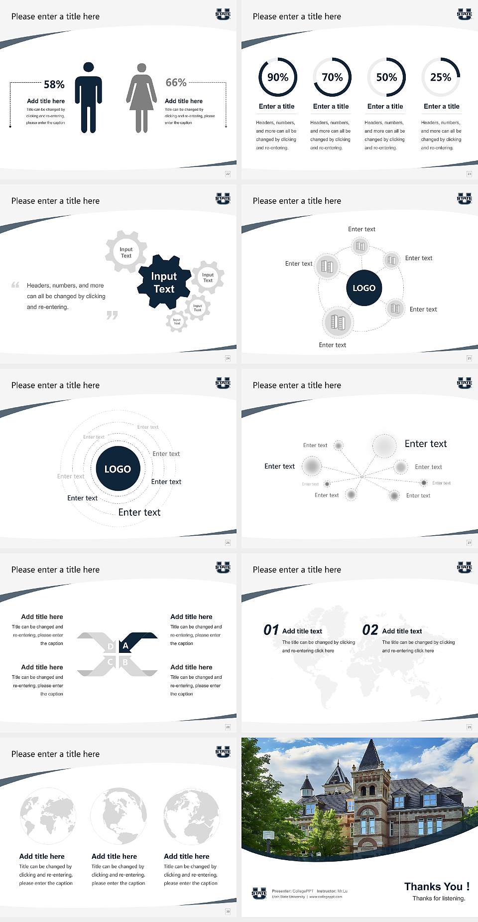 Utah State University Course/Courseware Creation PPT Template4:3 ratio PPT effect preview image4