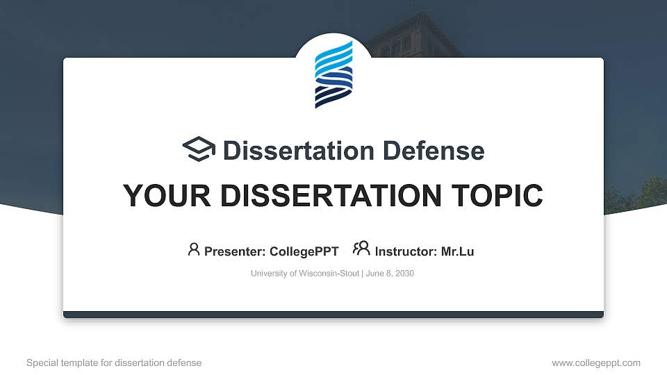 University of Wisconsin-Stout Graduation Thesis Defense PPT Template16:9 ratio PPT effect preview image