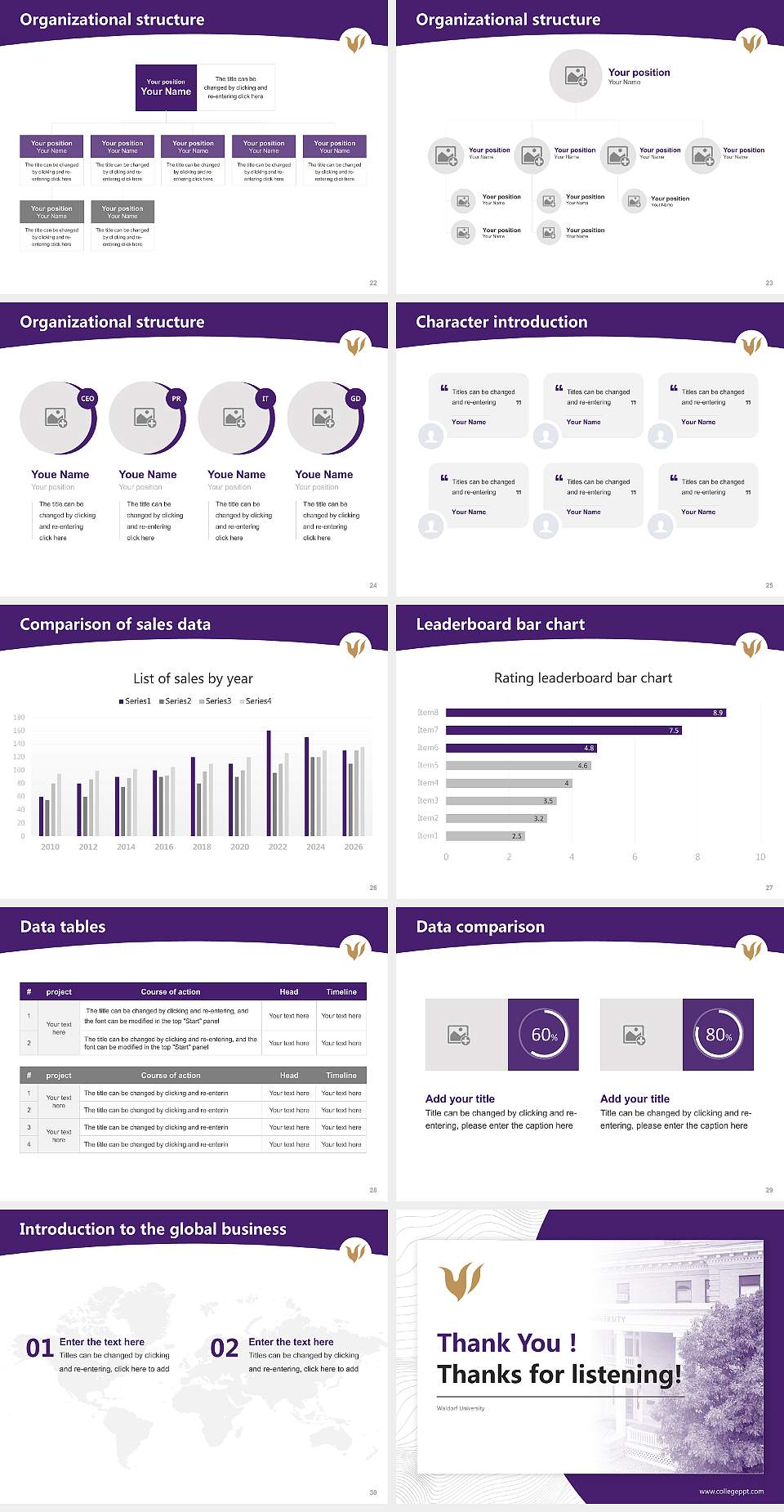 Waldorf University Academic Presentation/Research Findings Report PPT Template4:3 ratio PPT effect preview image4