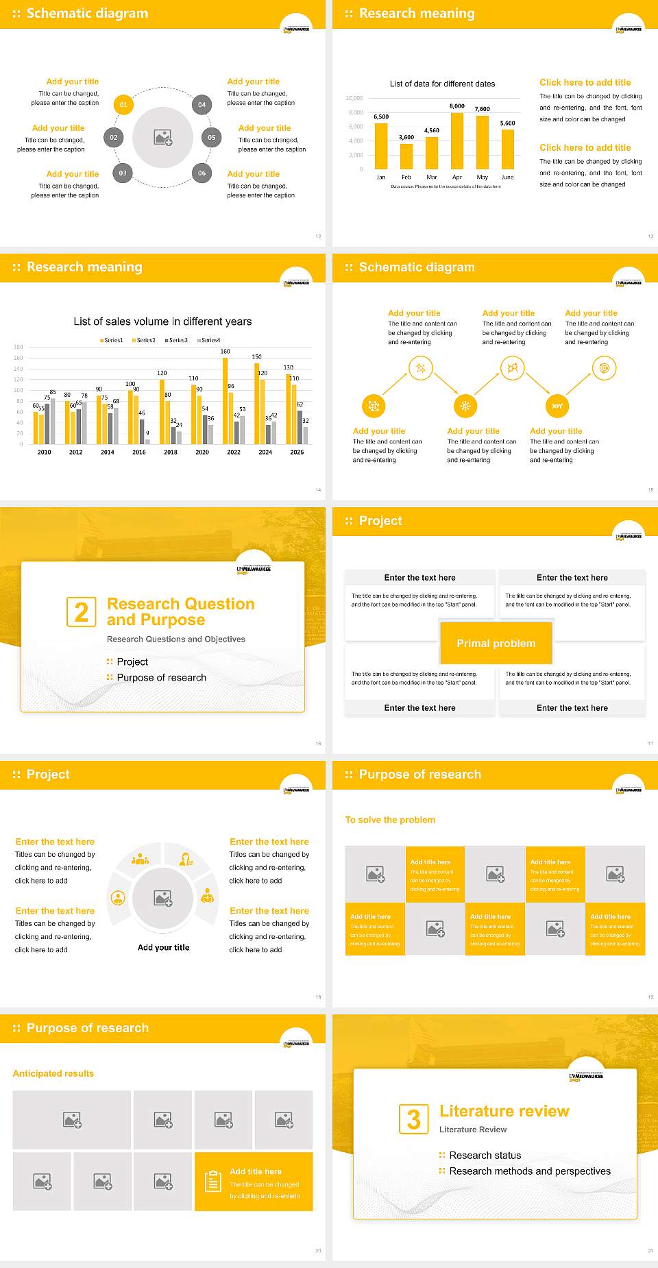 University of Wisconsin-Milwaukee Graduation Thesis Defense PPT Template4:3 ratio PPT effect preview image3