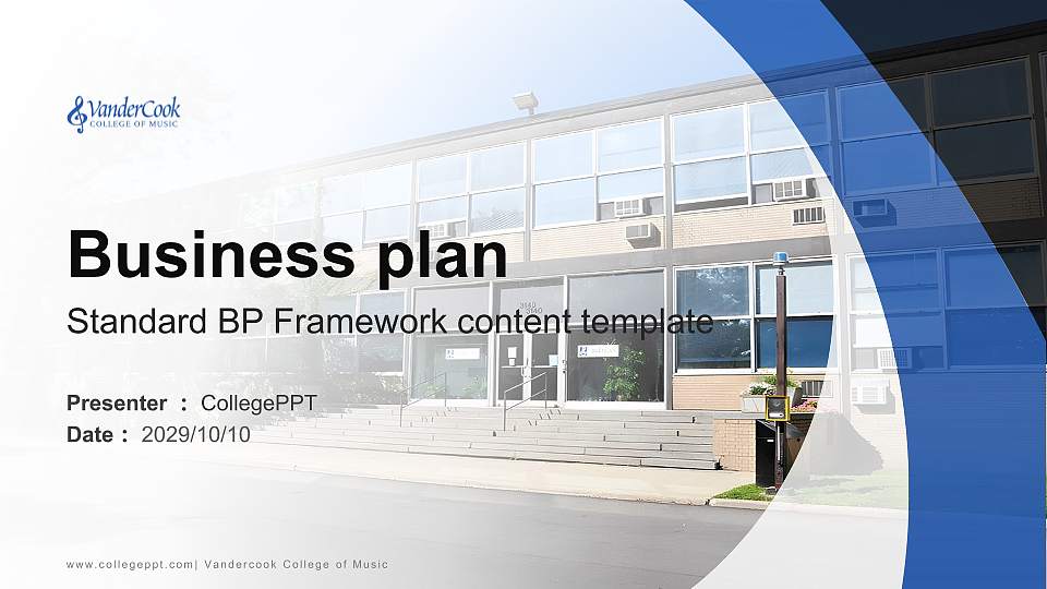 Vandercook College of Music Competition/Entrepreneurship Contest PPT Template16:9 ratio PPT effect preview image