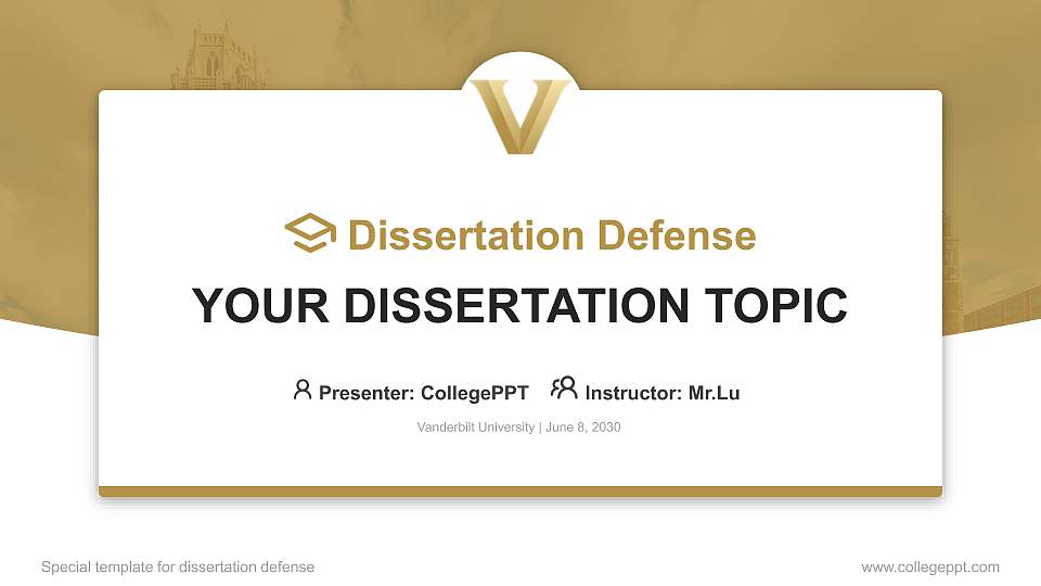 Vanderbilt University Graduation Thesis Defense PPT Template16:9 ratio PPT effect preview image