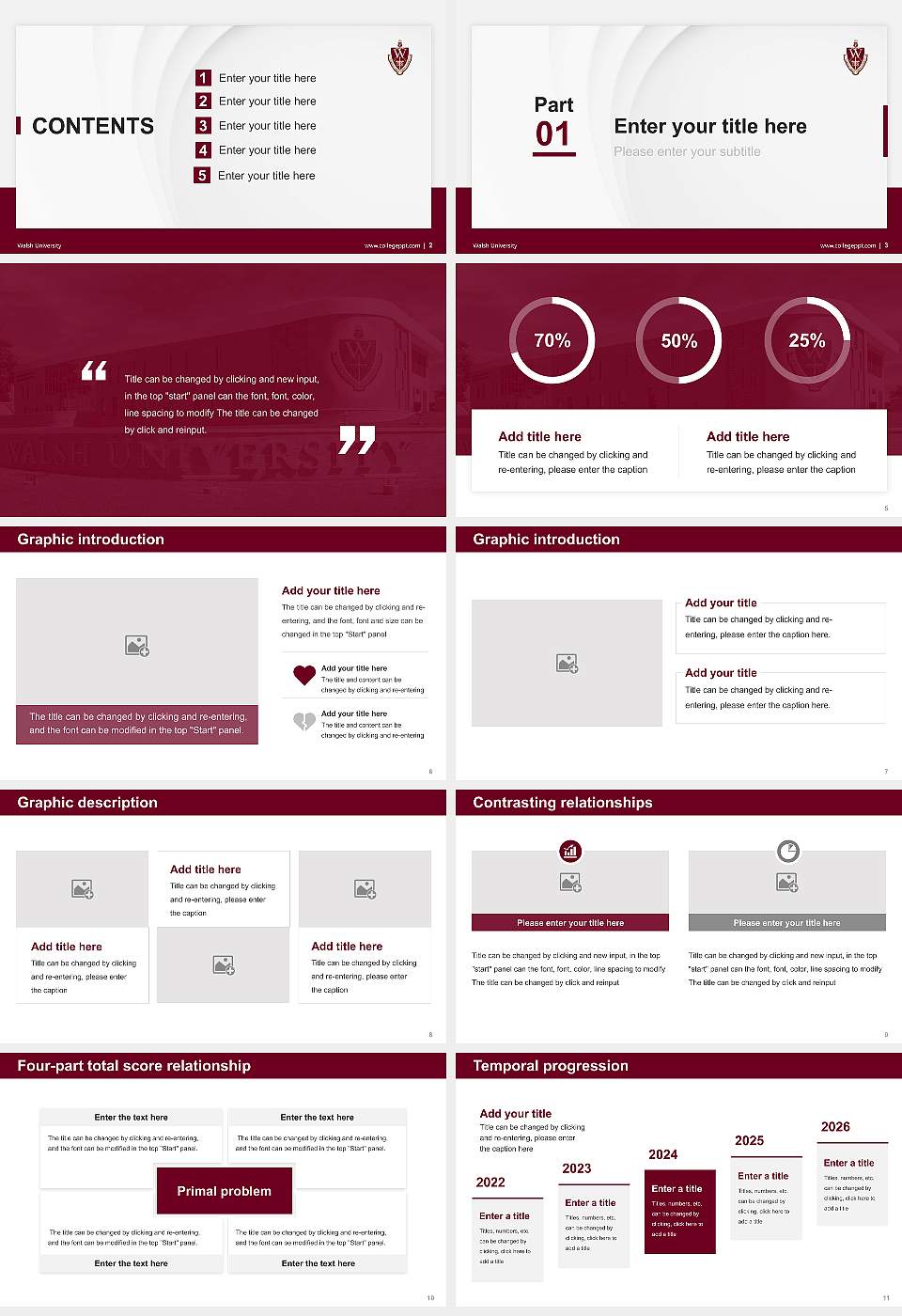 Walsh University Thesis Proposal/Graduation Defense PPT Template16:9 ratio PPT effect preview image2