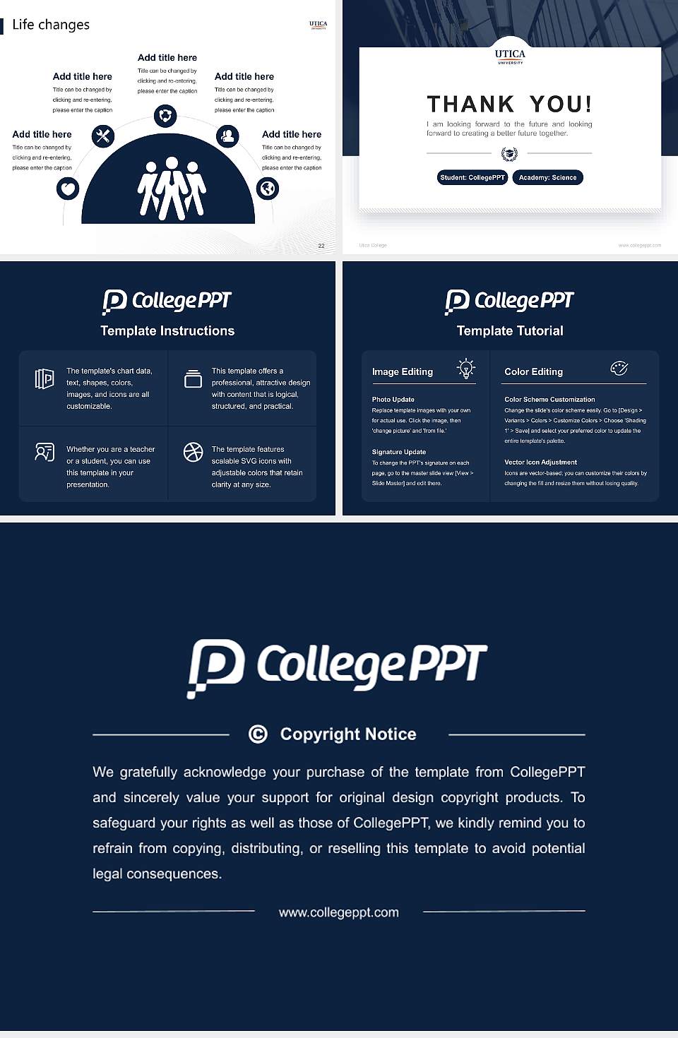 Utica College National Scholarship Defense PPT Template4:3 ratio PPT effect preview image4