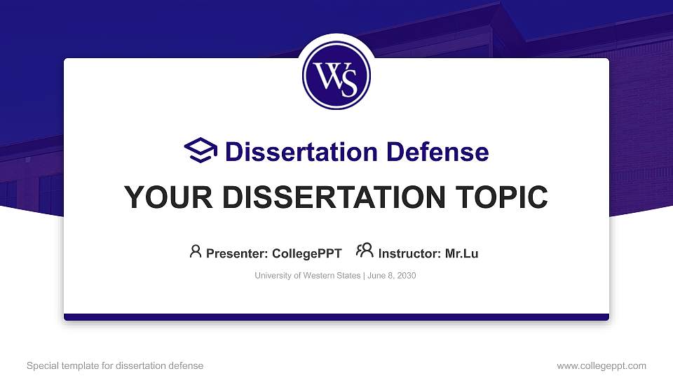 University of Western States Graduation Thesis Defense PPT Template16:9 ratio PPT effect preview image