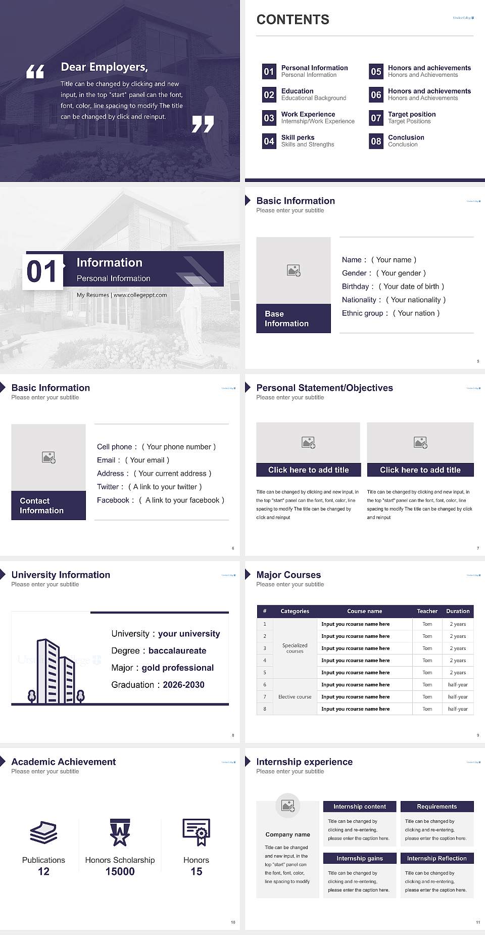 Ursuline College Resume PPT Template4:3 ratio PPT effect preview image2