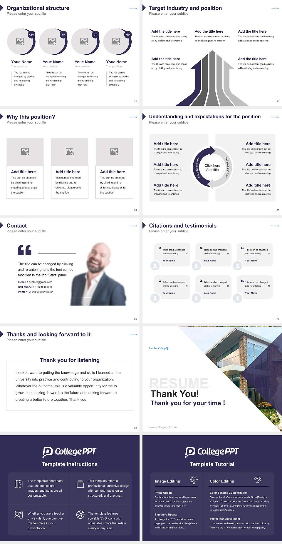Ursuline College Resume PPT Template4:3 ratio PPT effect preview image4