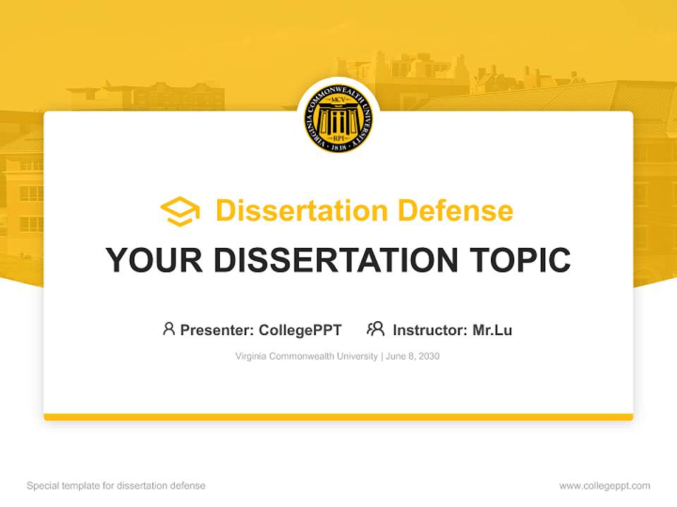 Virginia Commonwealth University Graduation Thesis Defense PPT Template4:3 ratio PPT effect preview image7