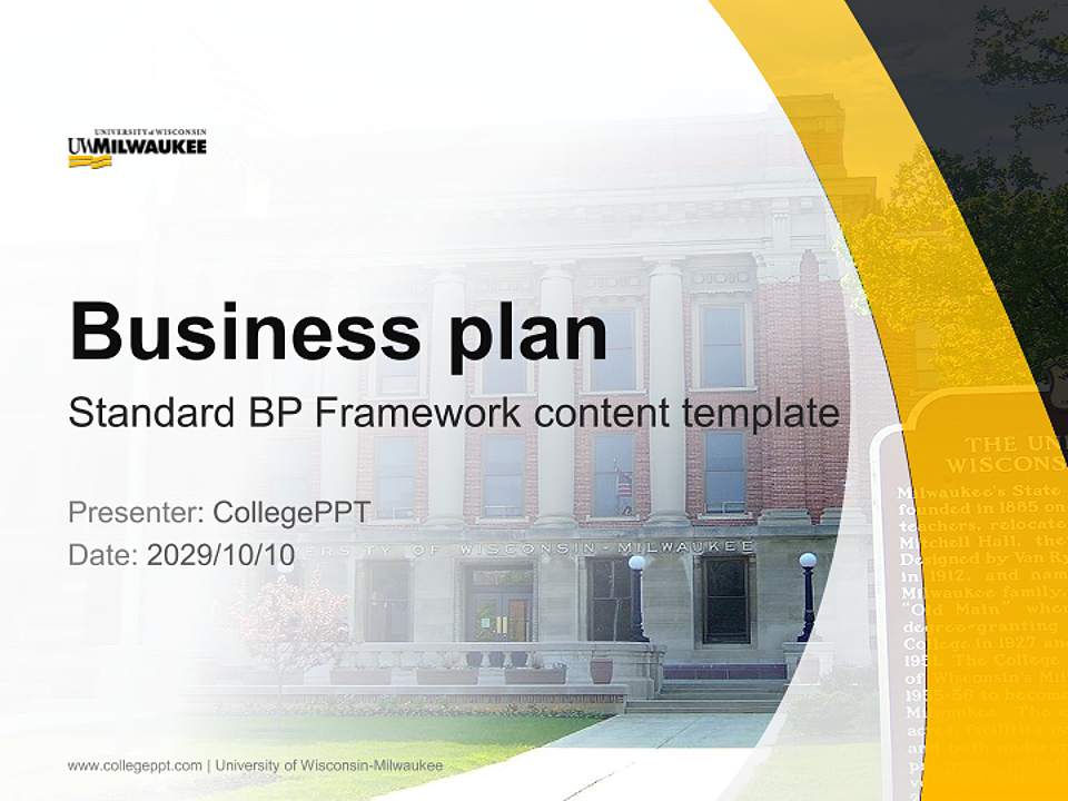 University of Wisconsin-Milwaukee Competition/Entrepreneurship Contest PPT Template4:3 ratio PPT effect preview image9