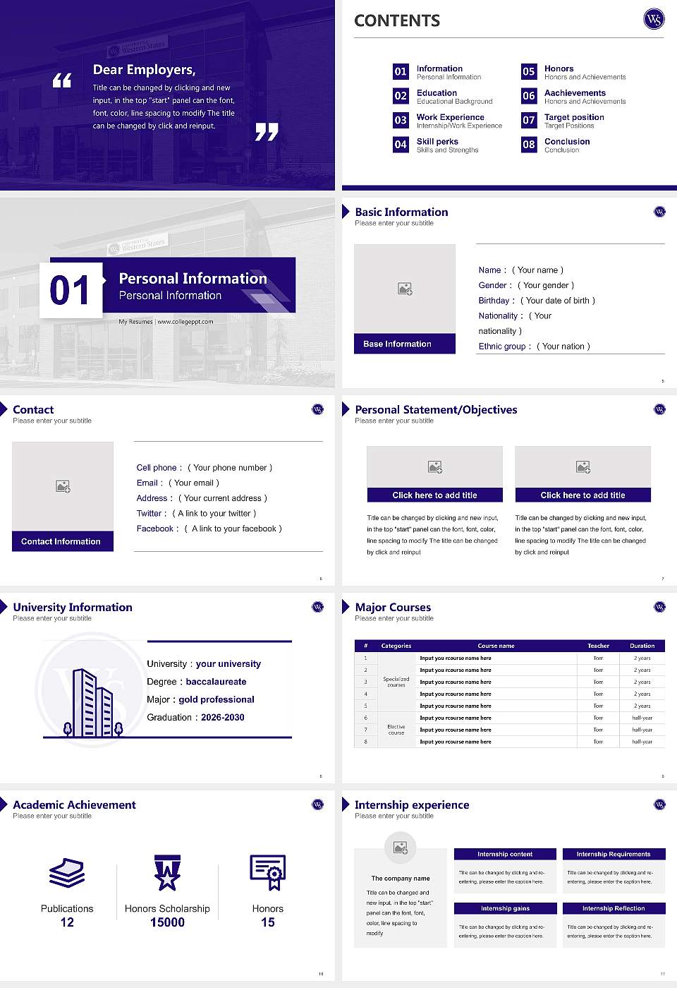 University of Western States Resume PPT Template16:9 ratio PPT effect preview image2