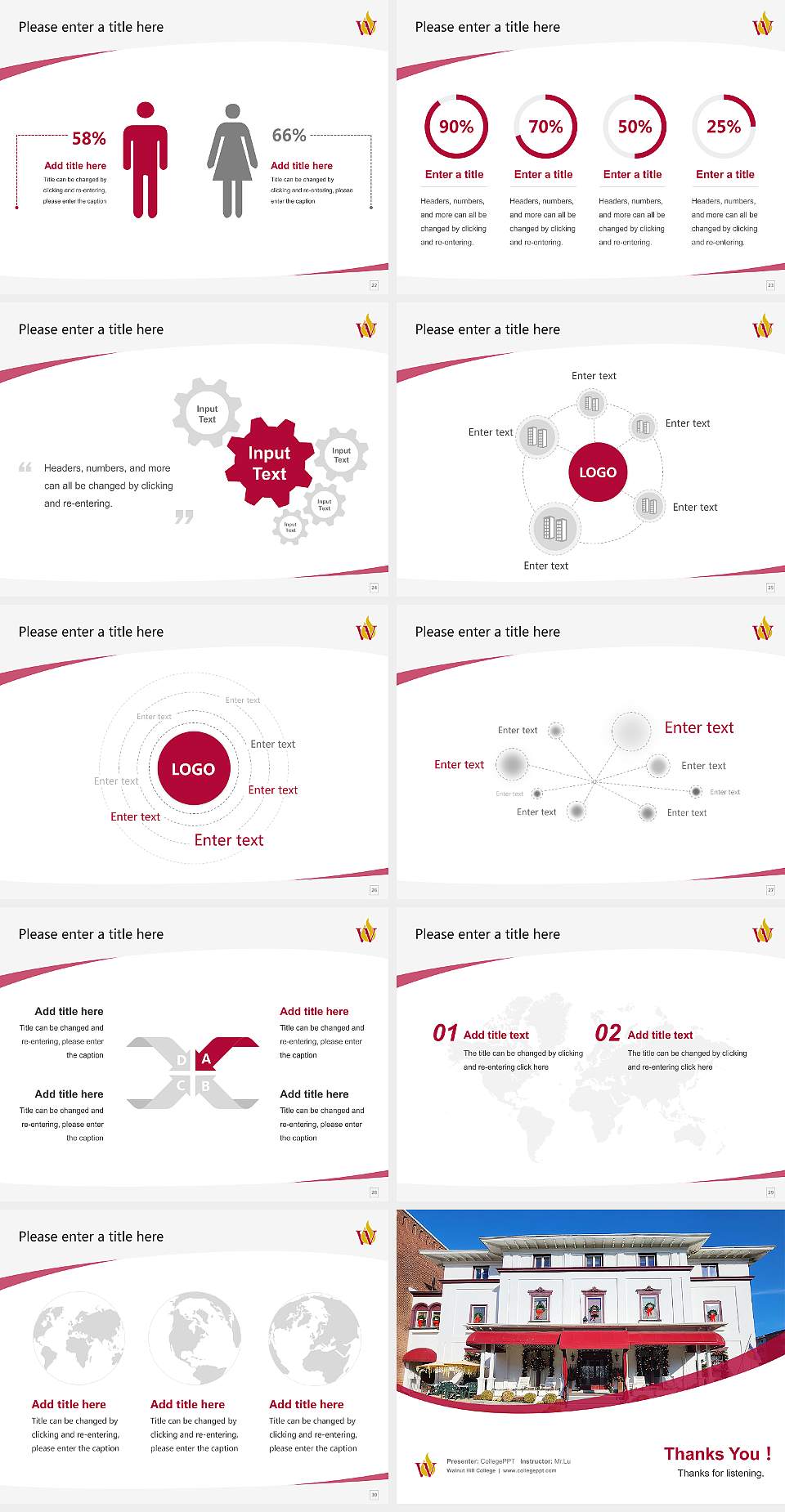 Walnut Hill College Course/Courseware Creation PPT Template4:3 ratio PPT effect preview image4