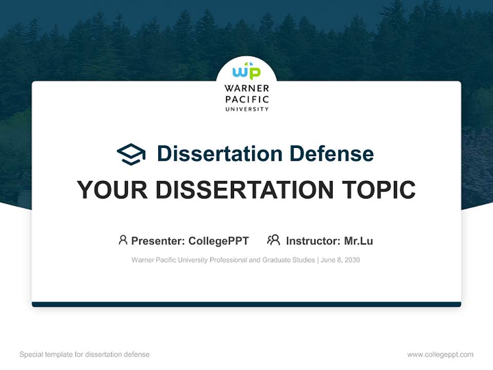 Warner Pacific University Professional and Graduate Studies Graduation Thesis Defense PPT Template4:3 ratio PPT effect preview image7