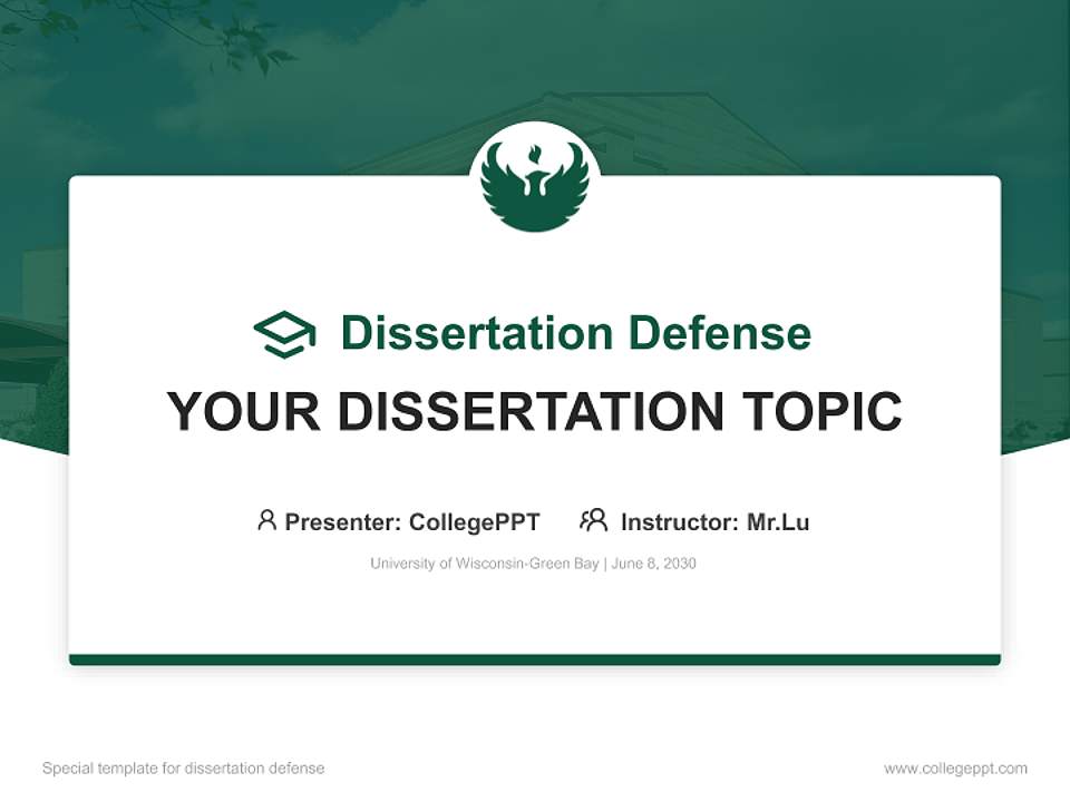 University of Wisconsin-Green Bay Graduation Thesis Defense PPT Template4:3 ratio PPT effect preview image7