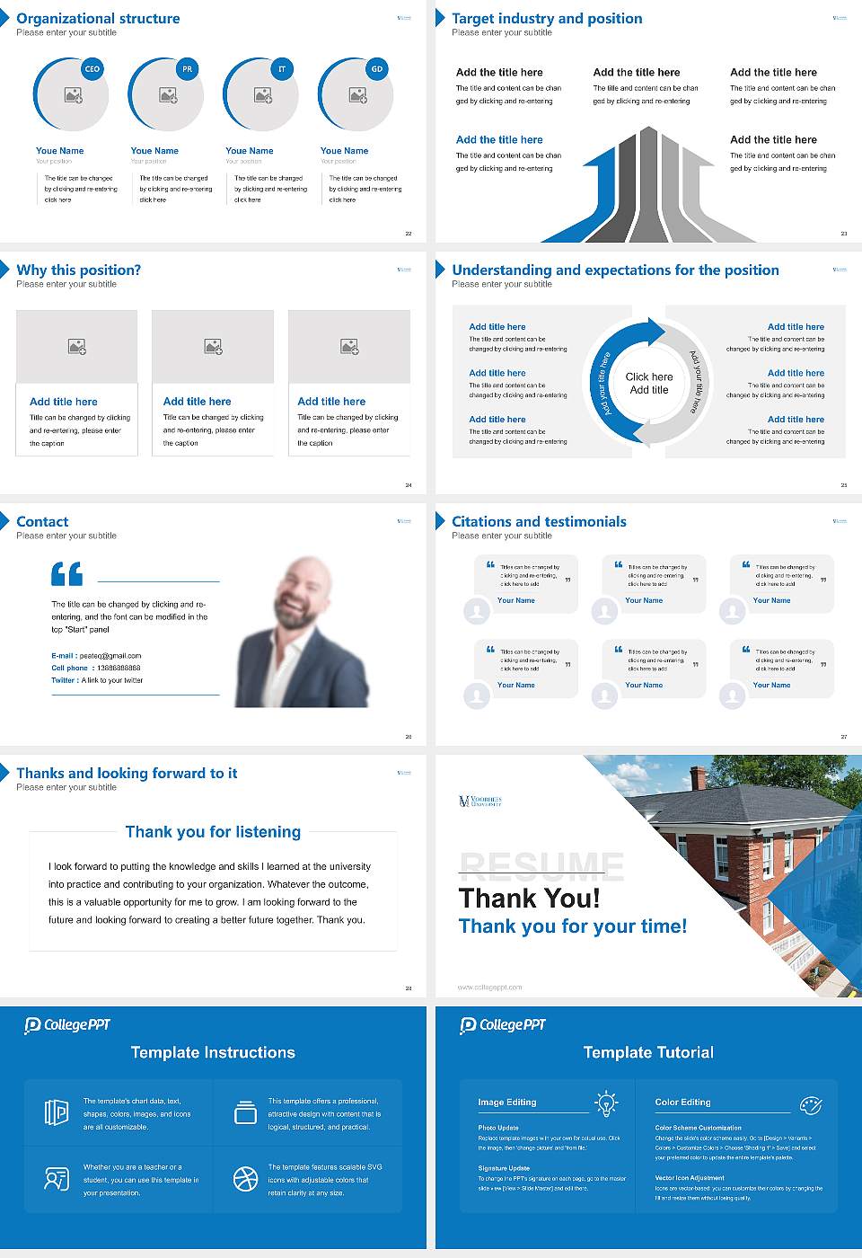 Voorhees College Resume PPT Template16:9 ratio PPT effect preview image4