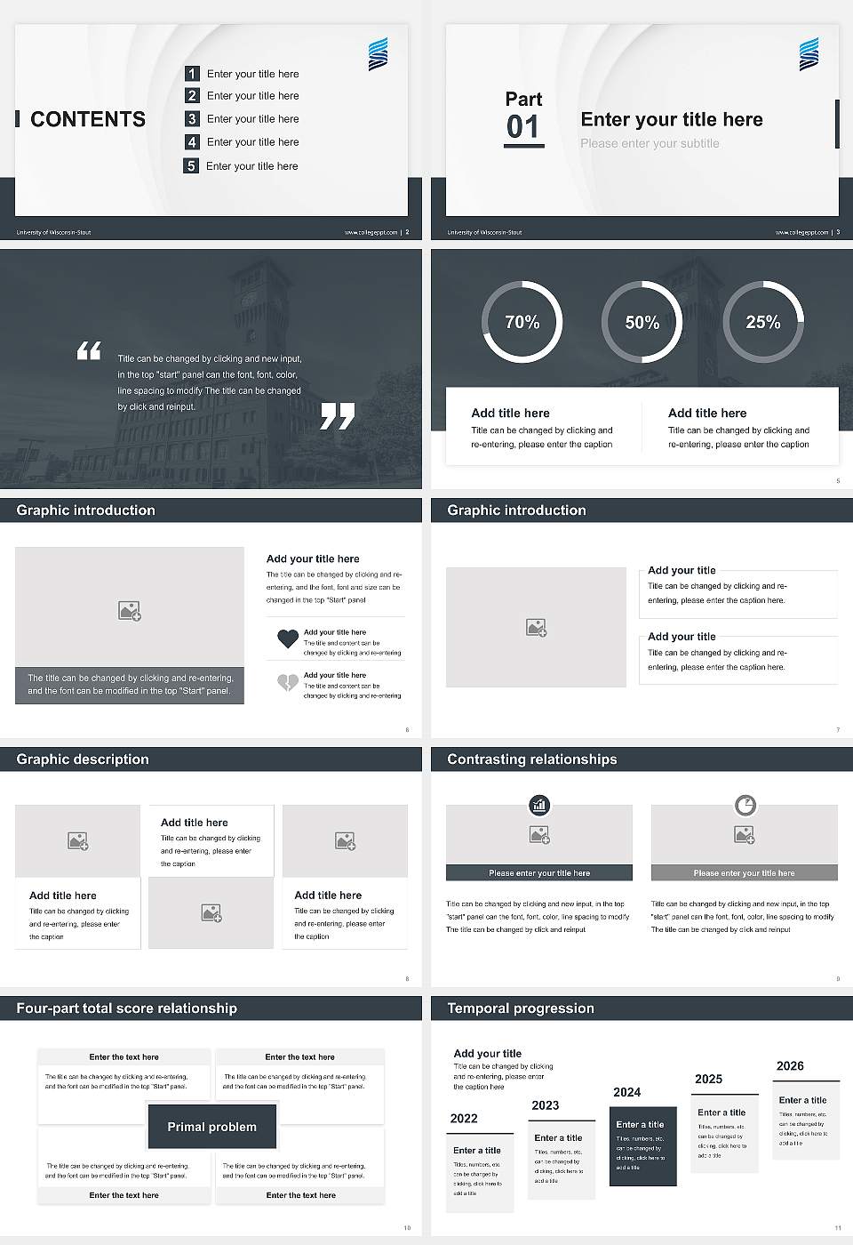 University of Wisconsin-Stout Thesis Proposal/Graduation Defense PPT Template16:9 ratio PPT effect preview image2