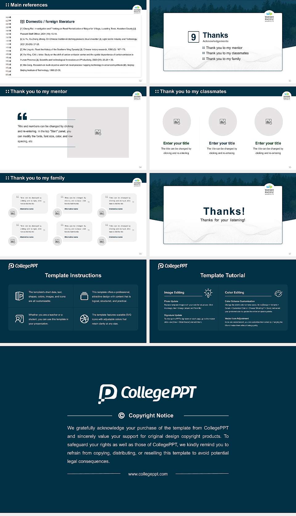 Warner Pacific University Graduation Thesis Defense PPT Template16:9 ratio PPT effect preview image7