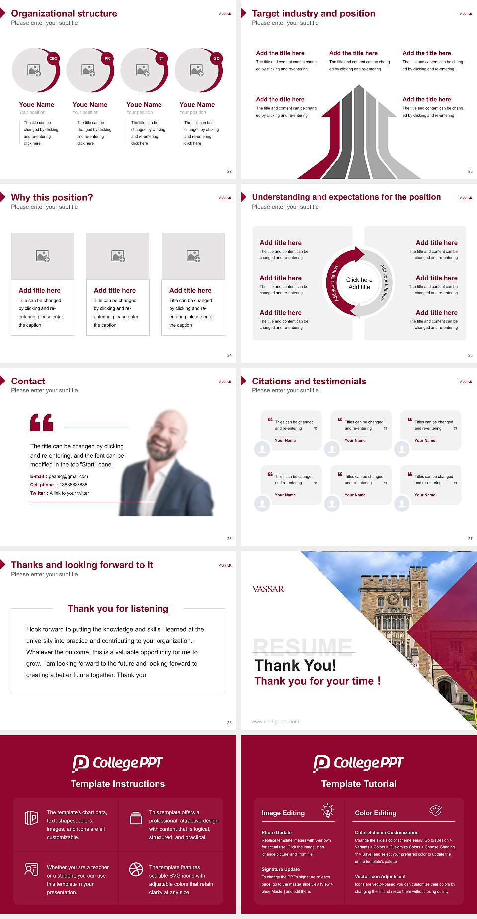 Vassar College Resume PPT Template4:3 ratio PPT effect preview image4