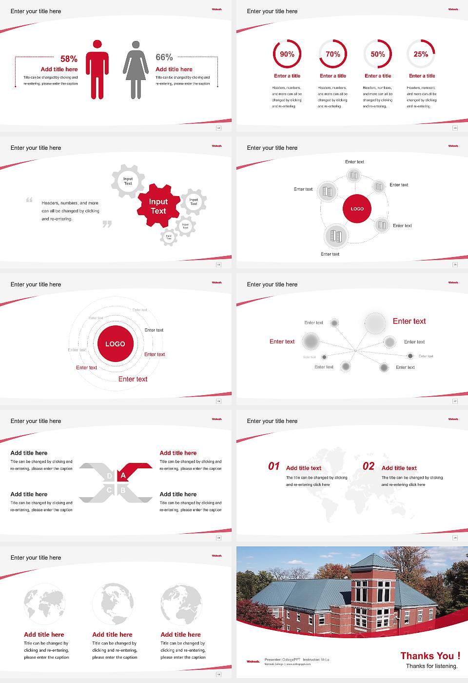 Wabash College Course/Courseware Creation PPT Template16:9 ratio PPT effect preview image4