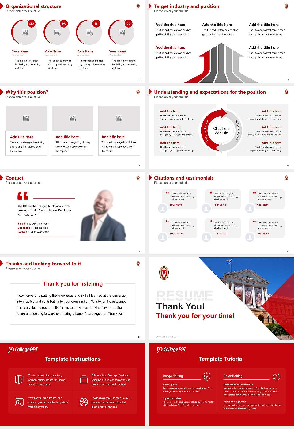 University of Wisconsin-Madison Resume PPT Template16:9 ratio PPT effect preview image4