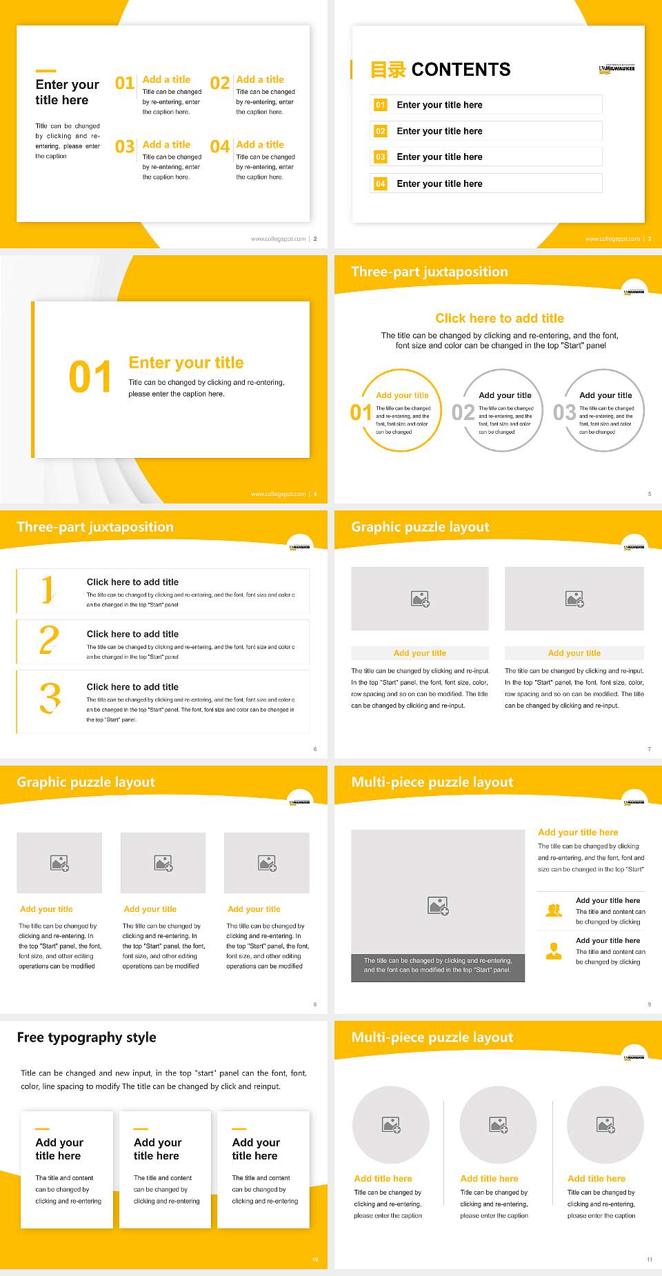 University of Wisconsin-Milwaukee Flex Academic Presentation/Research Findings Report PPT Template4:3 ratio PPT effect preview image2
