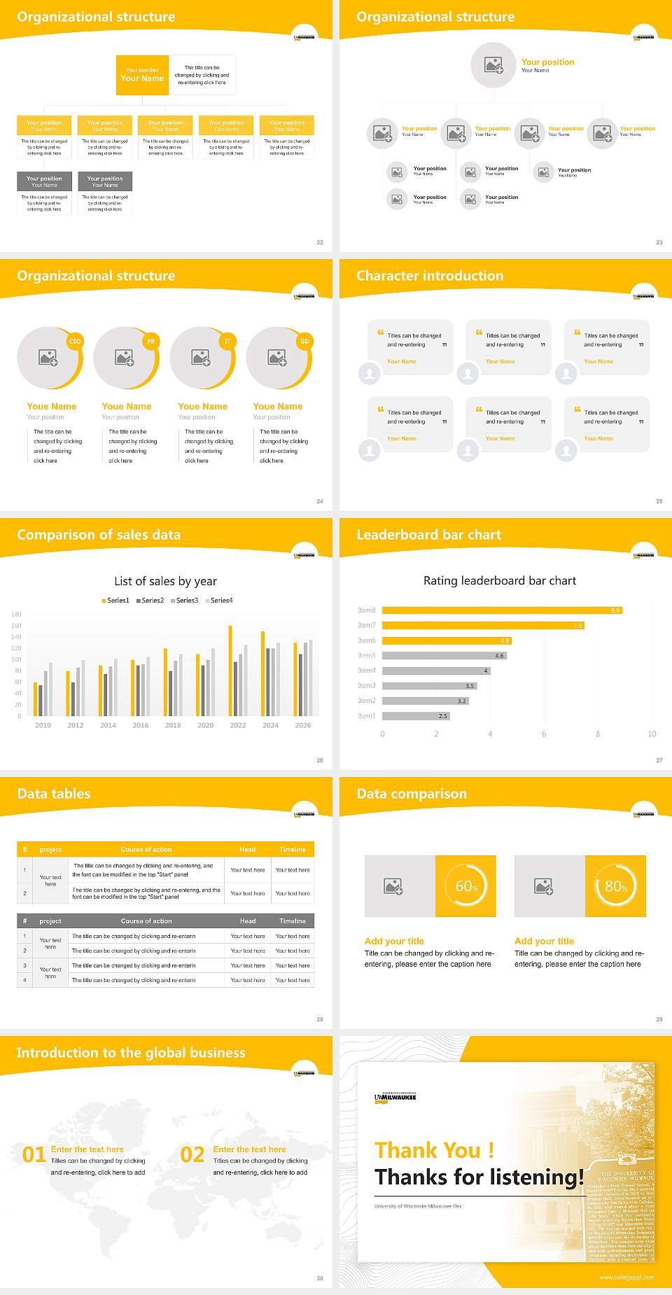 University of Wisconsin-Milwaukee Flex Academic Presentation/Research Findings Report PPT Template4:3 ratio PPT effect preview image4