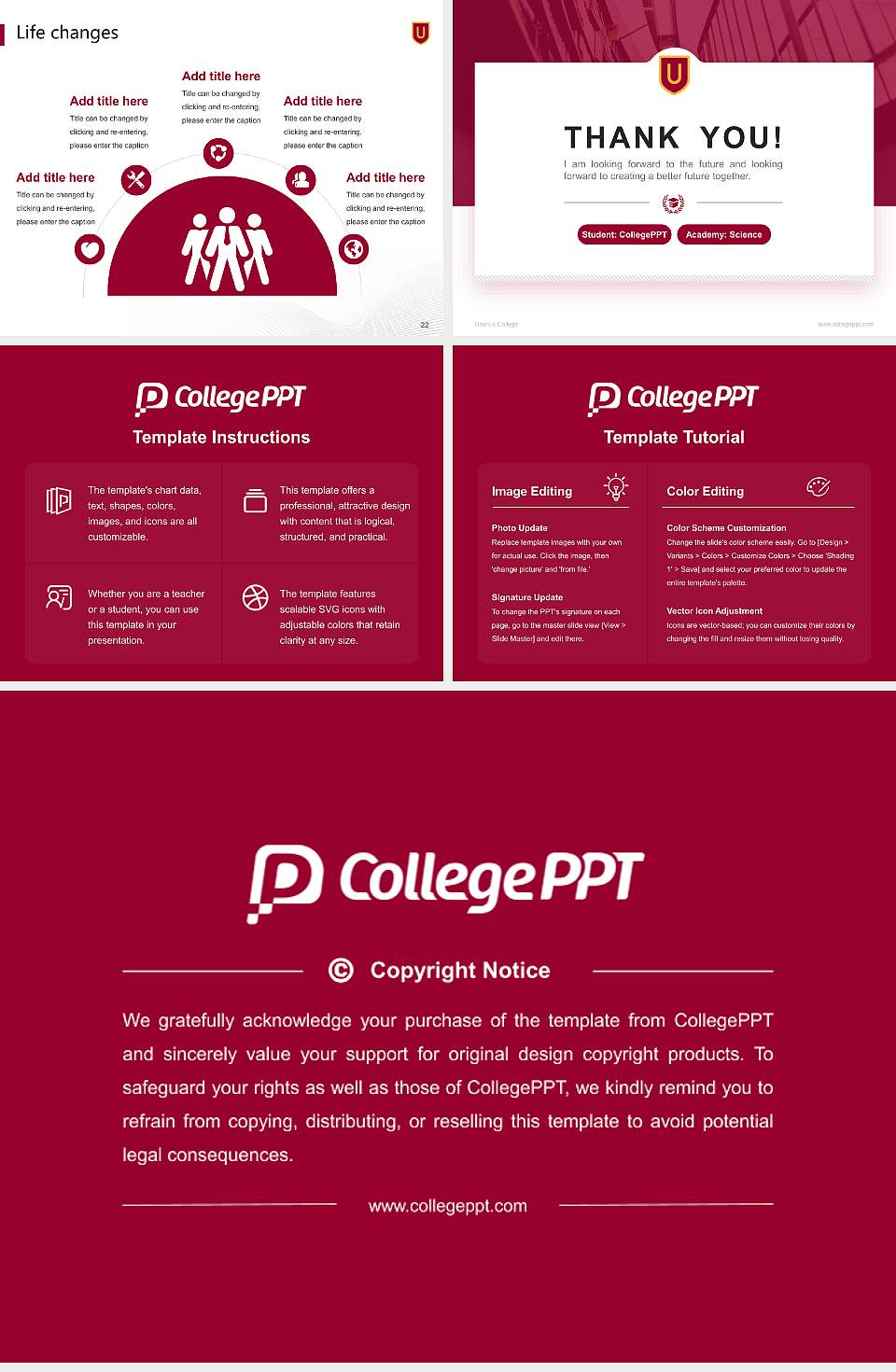Ursinus College National Scholarship Defense PPT Template4:3 ratio PPT effect preview image4