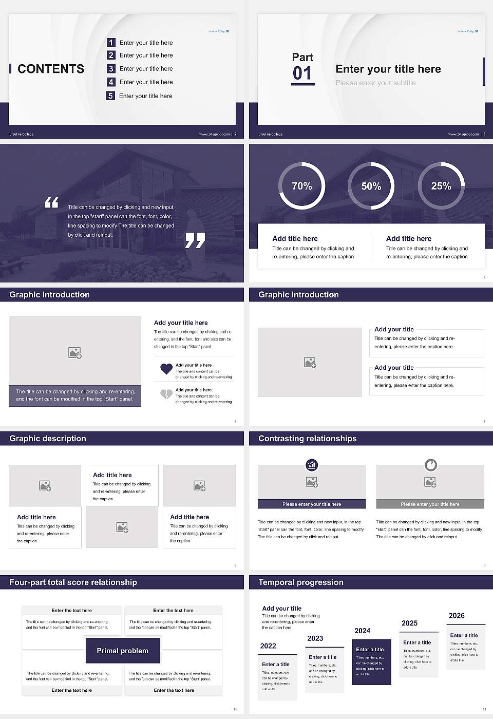 Ursuline College Thesis Proposal/Graduation Defense PPT Template16:9 ratio PPT effect preview image2