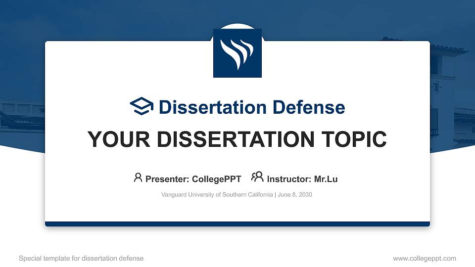 Vanguard University of Southern California Graduation Thesis Defense PPT Template16:9 ratio PPT effect preview image