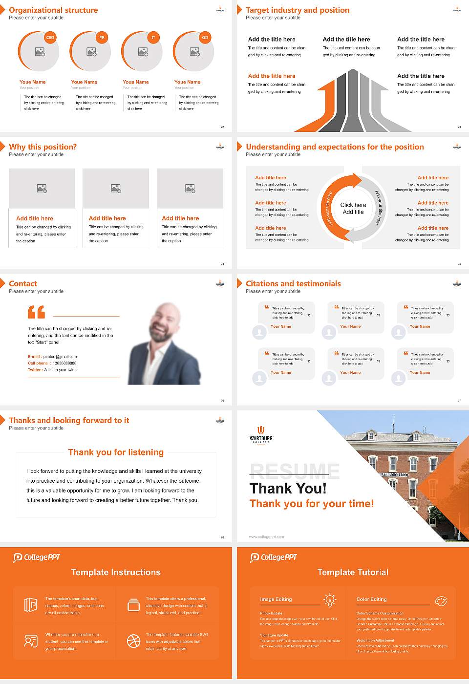 Wartburg College Resume PPT Template16:9 ratio PPT effect preview image4