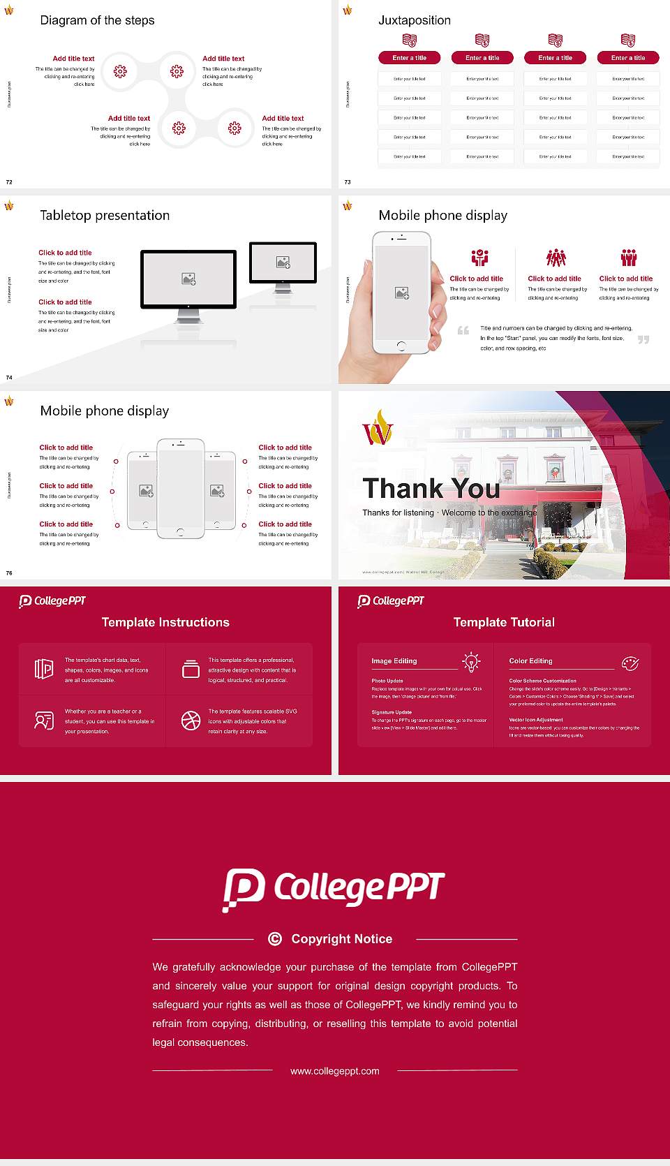 Walnut Hill College Competition/Entrepreneurship Contest PPT Template16:9 ratio PPT effect preview image9