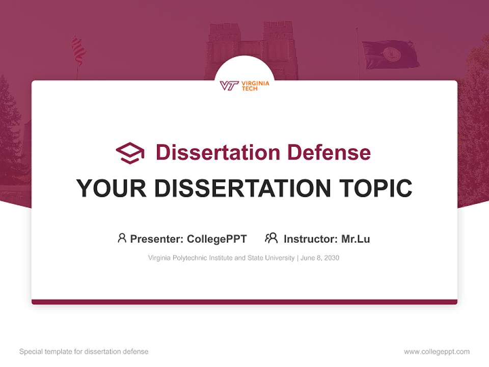 Virginia Polytechnic Institute and State University Graduation Thesis Defense PPT Template4:3 ratio PPT effect preview image7