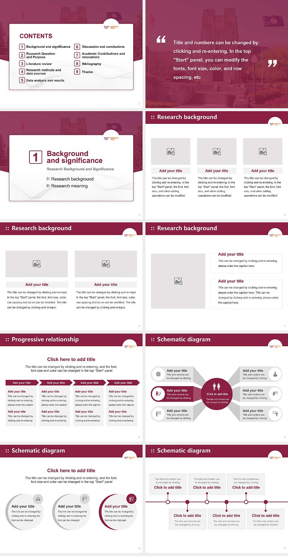Virginia Polytechnic Institute and State University Graduation Thesis Defense PPT Template4:3 ratio PPT effect preview image2