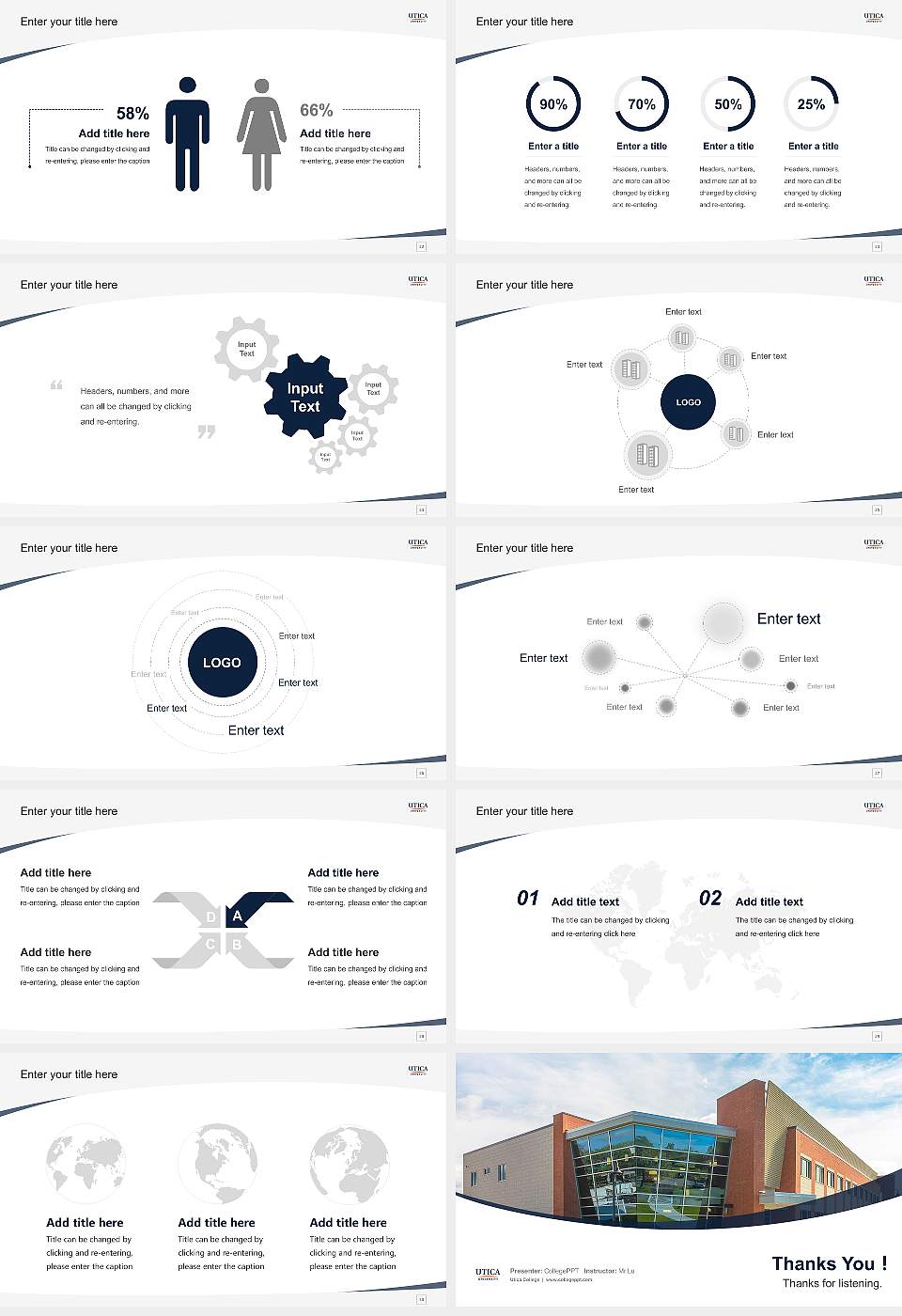 Utica College Course/Courseware Creation PPT Template16:9 ratio PPT effect preview image4